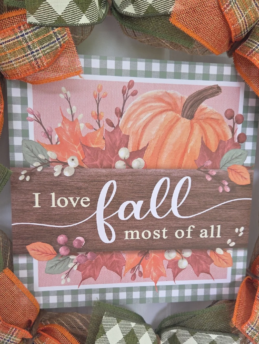 I love Fall Pumpkin Deco Mesh Wreath Plaid Bows Fall Decor Home Decor Door Decor